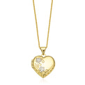 9ct Two Tone Gold 15mm Flower Engraved Heart Locket