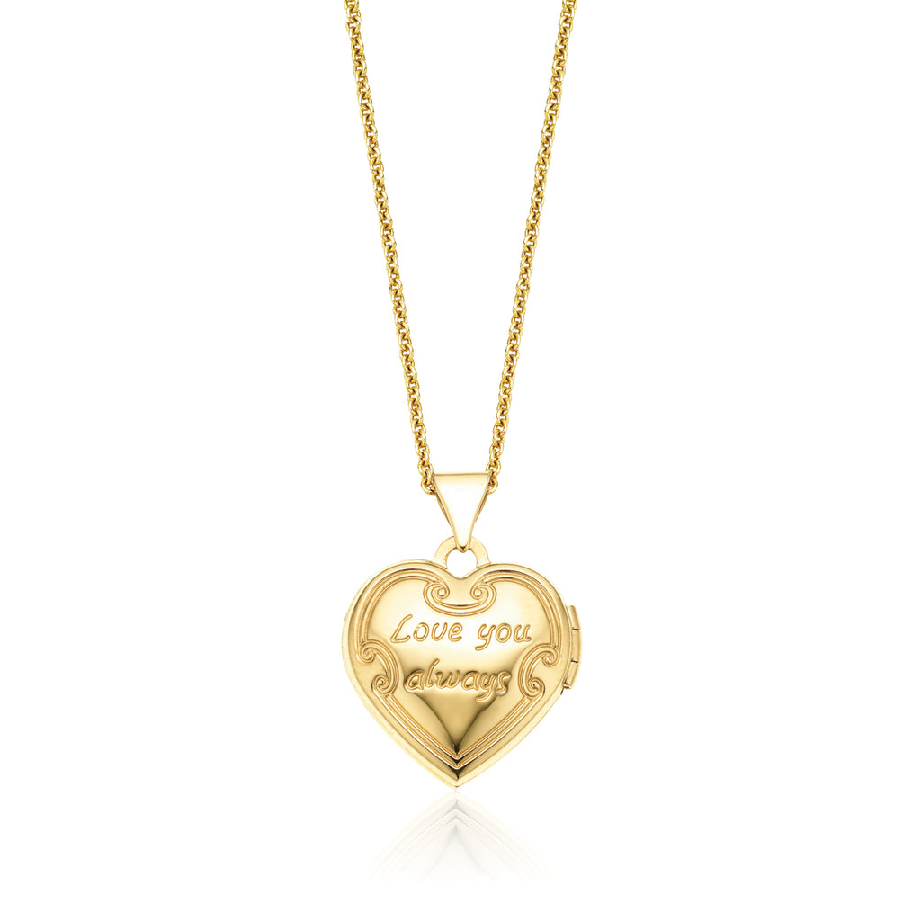 9ct Yellow Gold 15mm I Love You Always Heart Locket