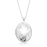 Sterling Silver 31mm Engraved Flower Oval Locket
