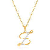 9ct Yellow Gold Round Brilliant Cut 0.06 Carat tw Diamond Pendant - Initial
