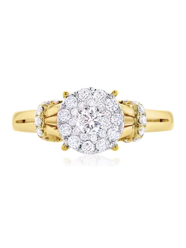 Paris 14ct Two Tone Gold Round Brilliant Cut with 3/4 CARAT tw of Diamonds Ring