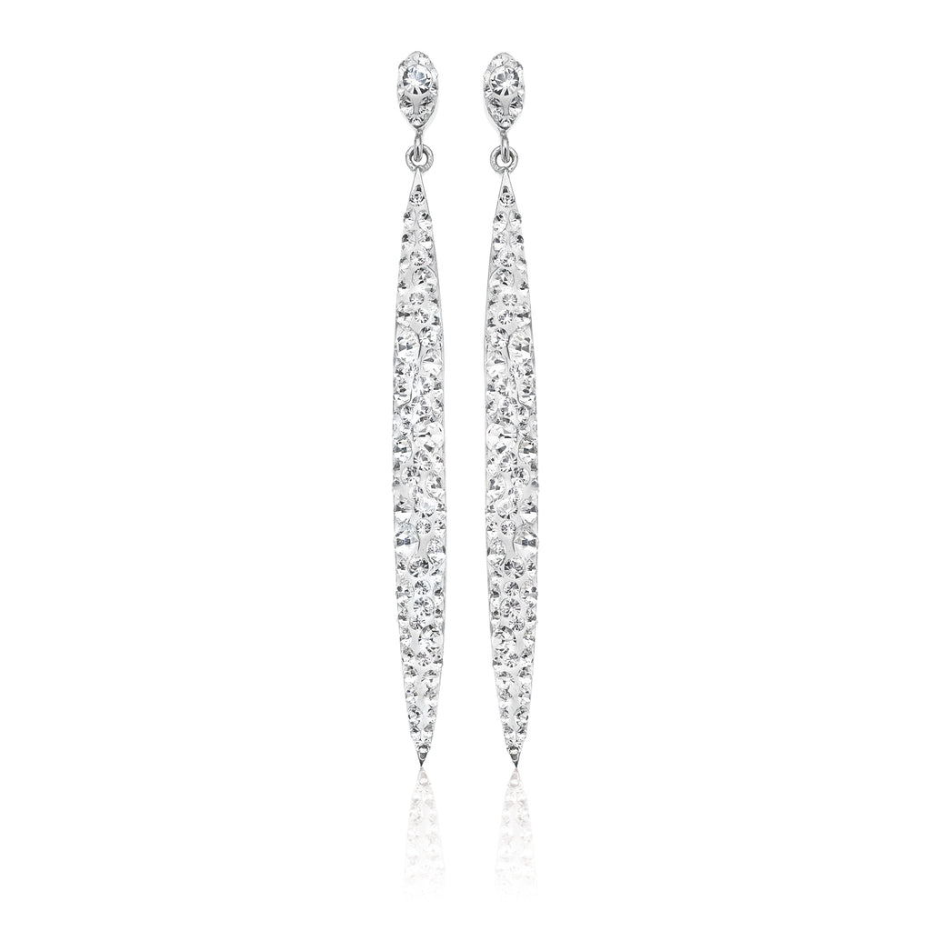 Eclipse Sterling Silver Drop Earrings Made with Austrian Crystals