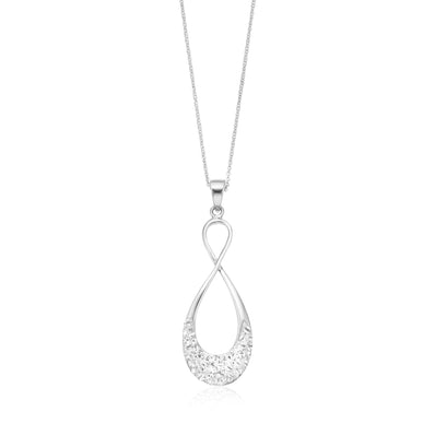 Eclipse Sterling Silver Infinity Necklace Made with Austrian Crystals Pendant