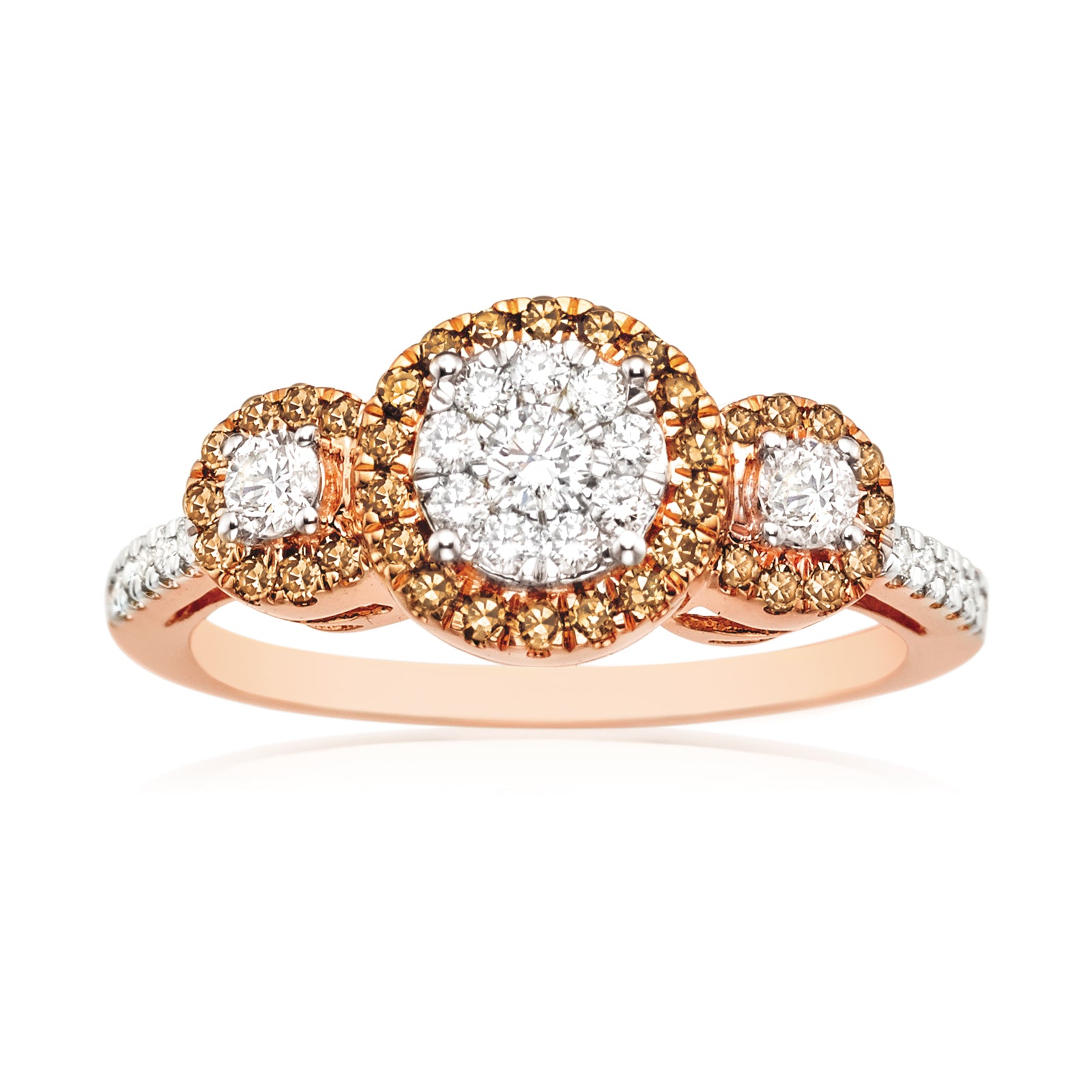 Round Brilliant Cut with 0.45 CARAT tw of Champagne Diamonds Ring