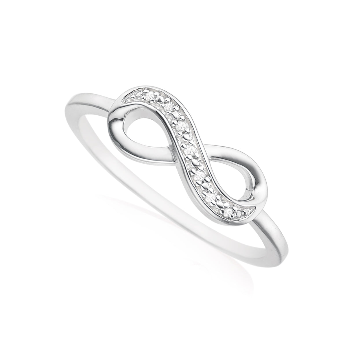 Infinity Set Ring Sterling Silver Diamond Set Infinity Ring