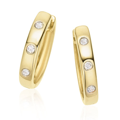 9ct Yellow Gold & Diamond Set Huggie Earrings