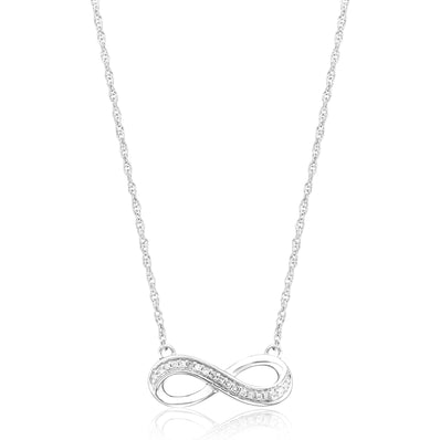 Sterling Silver Diamond Set Infinity Necklace Pendant