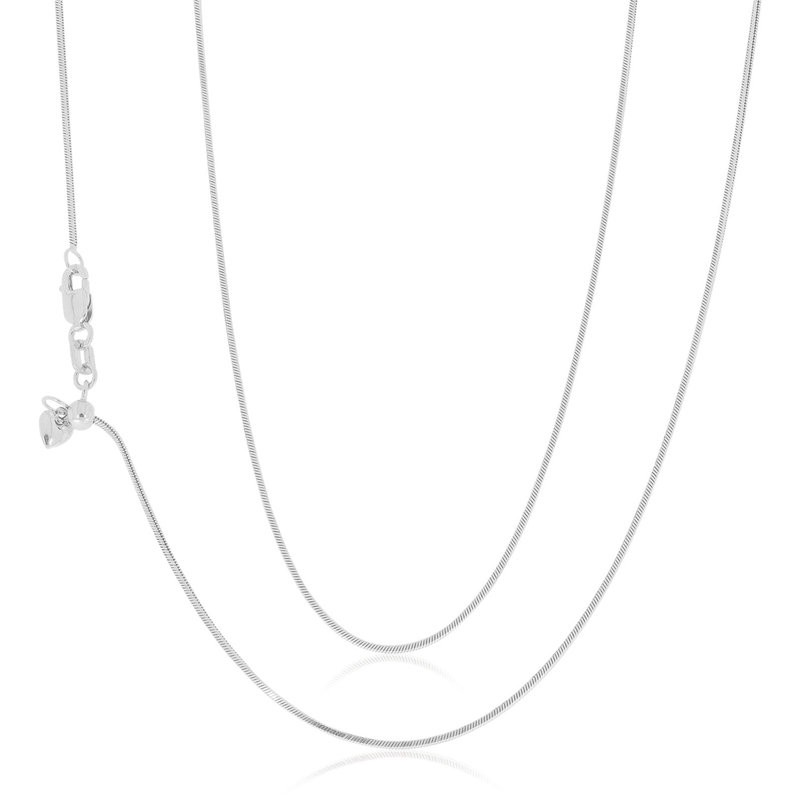 9ct White Gold 45- 50cm Adjustable Snake Chain