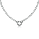 Sterling Silver 45cm Mesh & Cubic Zirconia Circle Necklace