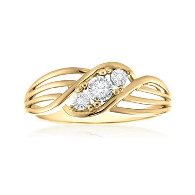 9ct Yellow Gold & Diamond Set Ring