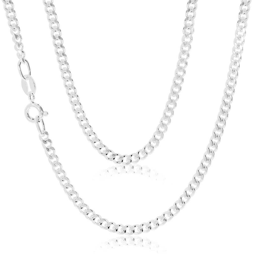 Sterling Silver 55cm Diamond Cut Bevel Curb Chain