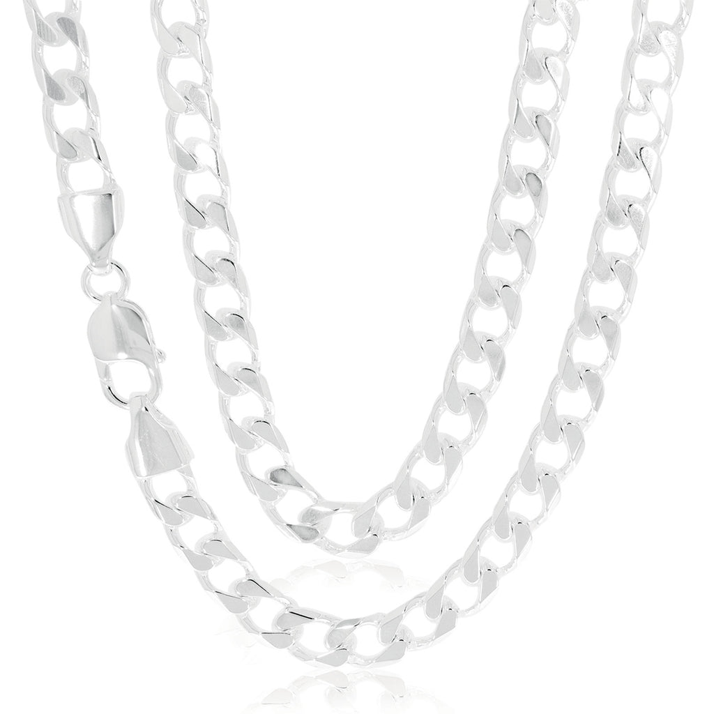 Sterling Silver 60 cm Diamond Cut Bevel Curb Chain