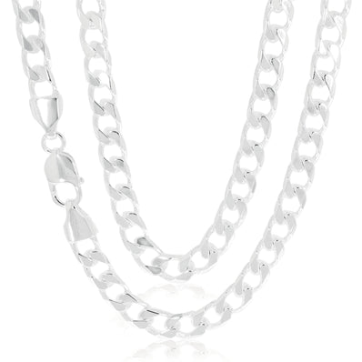 Sterling Silver 60 cm Diamond Cut Bevel Curb Chain