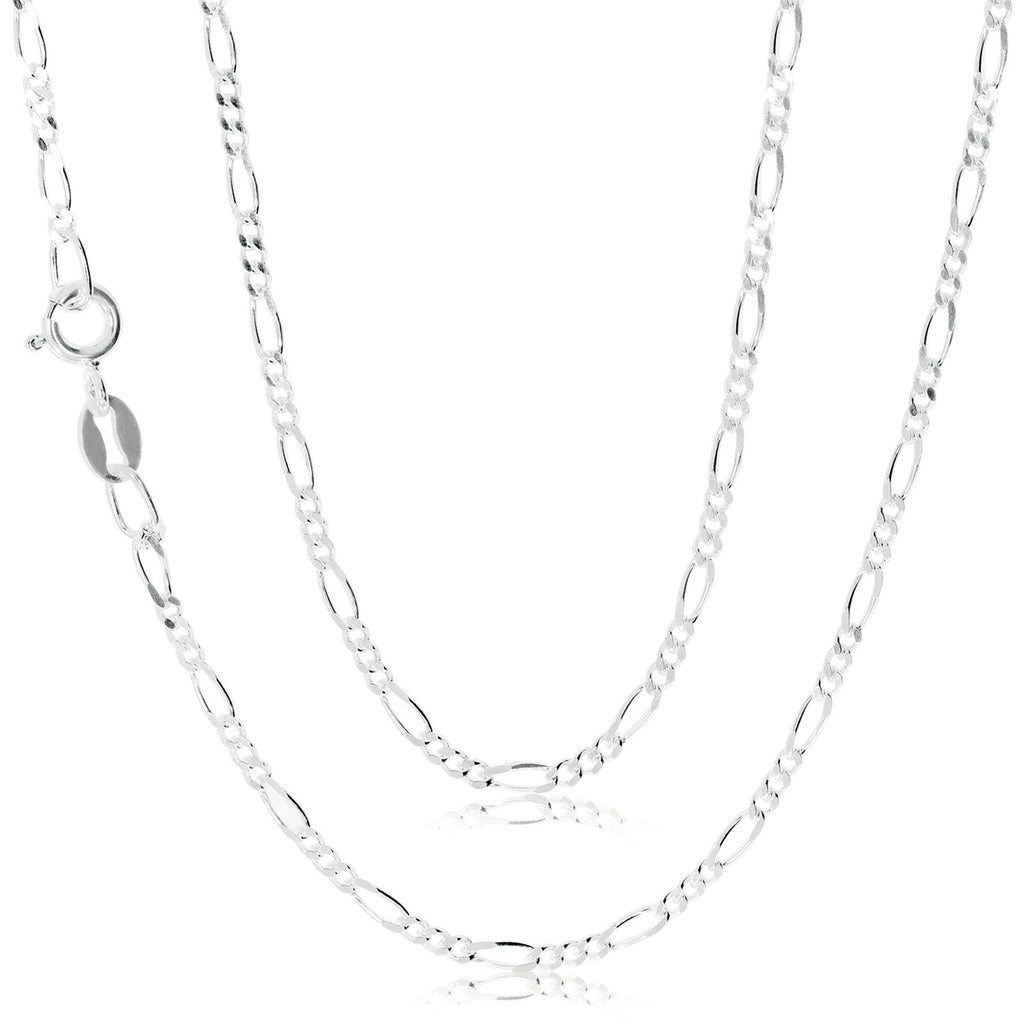 Sterling Silver 55cm Diamond Cut Bevelled 1:3 Figaro Chain Necklace