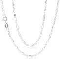 Sterling Silver 55cm Diamond Cut Bevelled 1:3 Figaro Chain Necklace