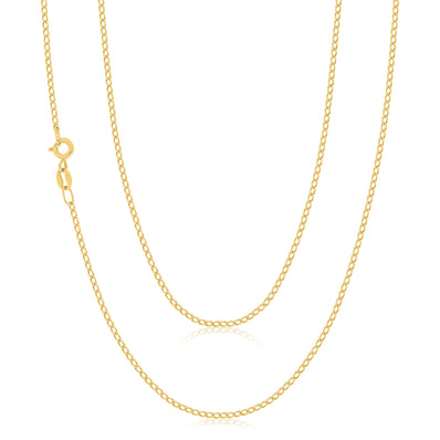 9ct Yellow Gold 45cm Diamond Cut Long Curb Chain