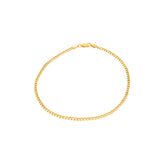 9ct Yellow Gold 25cm Diamond Cut Bevel Curb Anklet