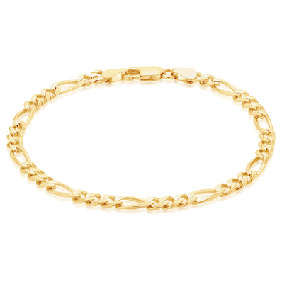 9ct Yellow Gold 19cm Figaro Bracelet