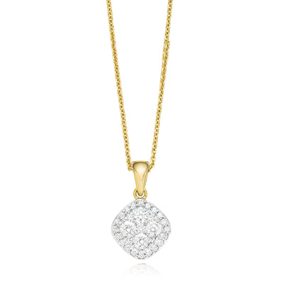 9ct Two Tone Gold Round Brilliant Cut with 1/2 CARAT tw of  Diamond Pendant