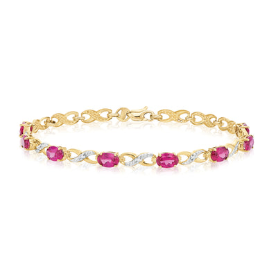 9ct Yellow Gold Created Ruby & Diamond Set