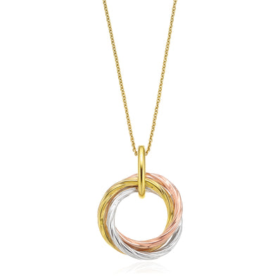 9ct Three Tone Gold Twist Multi Circle Pendant