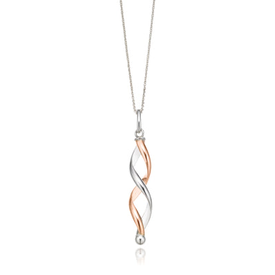 Sterling Silver & 9ct Rose Gold Twist Pendant