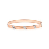 Sterling Silver & 9ct Rose Gold Diamond Cut Bangle