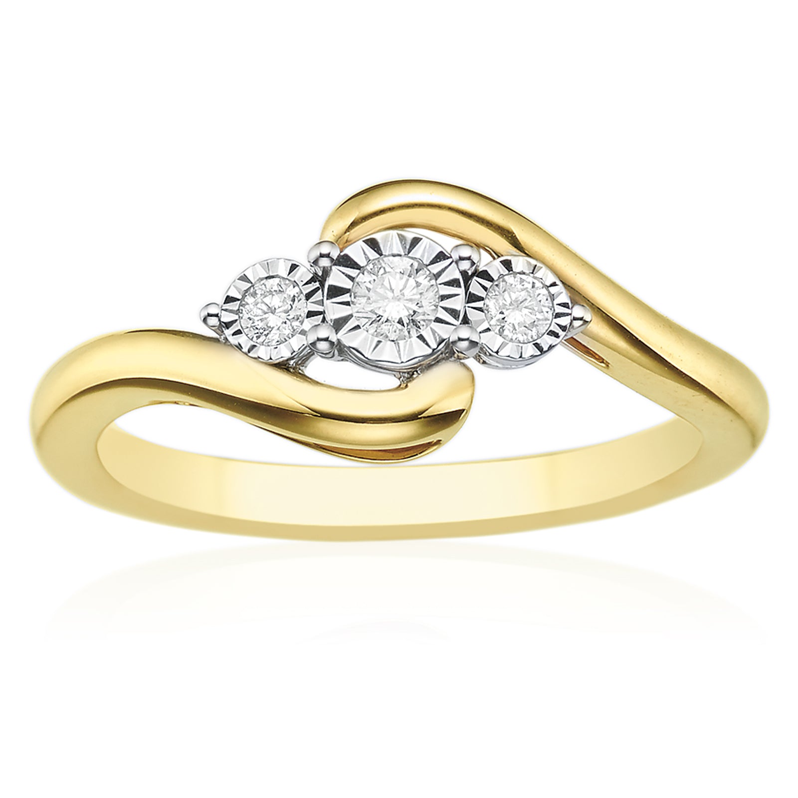 9ct Yellow Gold Round Brilliant Cut with 0.10 CARAT tw of Diamonds Ring