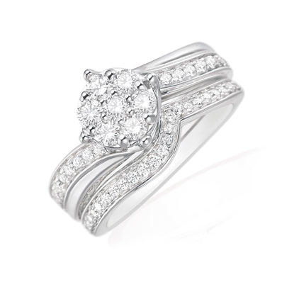 9ct White Gold Round Brilliant Cut with 1 CARAT tw of Diamonds Ring