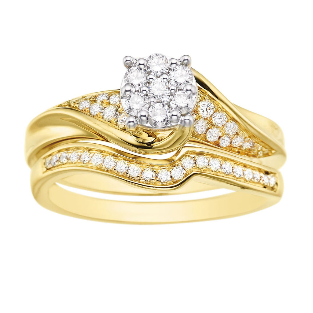 9ct Yellow Gold with Round Cut 1/2 CARATA tw of Diamonds Engagement Ring