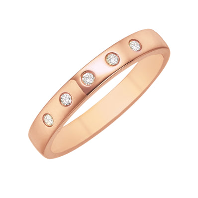 9ct Rose Gold Round Brilliant Cut with 0.06 CARAT tw of Diamonds Wedding Band