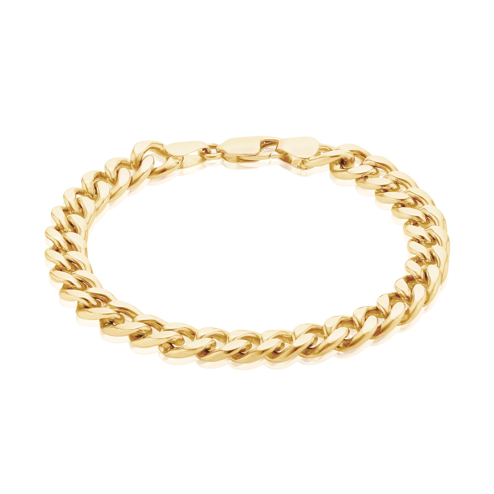 9ct Yellow Gold Silver Filled 21cm Curb Bracelet