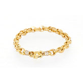 9ct Yellow Gold & Silver-filled 19cm Belcher Bracelet with Cubic Zirconia and Bolt Ring