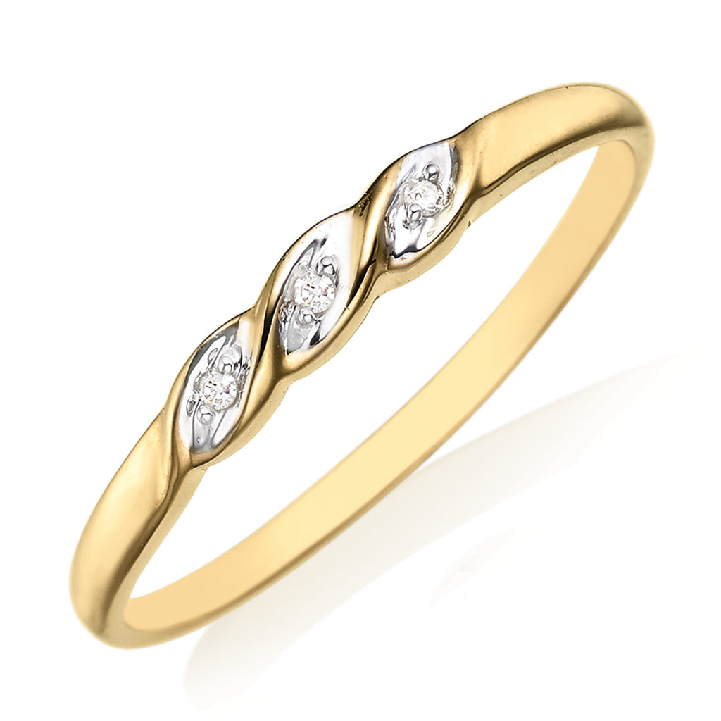 9ct Yellow Gold & Diamond Set Twist Ring