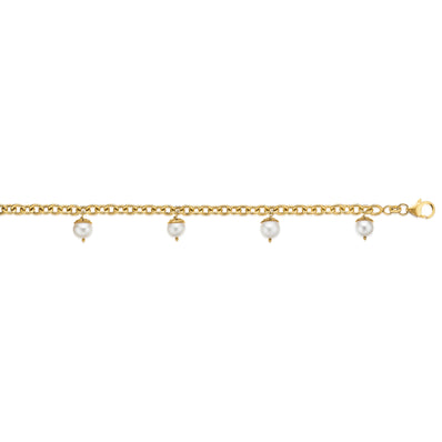 9ct Yellow Gold 19cm Stationed Freshwater Pearls Bracelet
