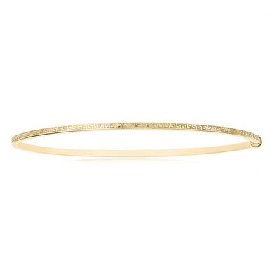 9ct Yellow Gold & Silver-filled Greek Key Bangle