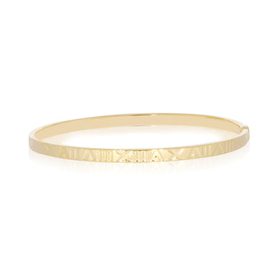 9ct Yellow Gold & Silver-filled Roman Numerals Bangle