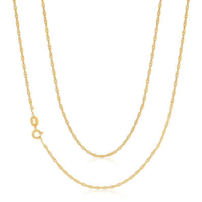 9ct Yellow Gold & Silver-filled 45cm Singapore Chain