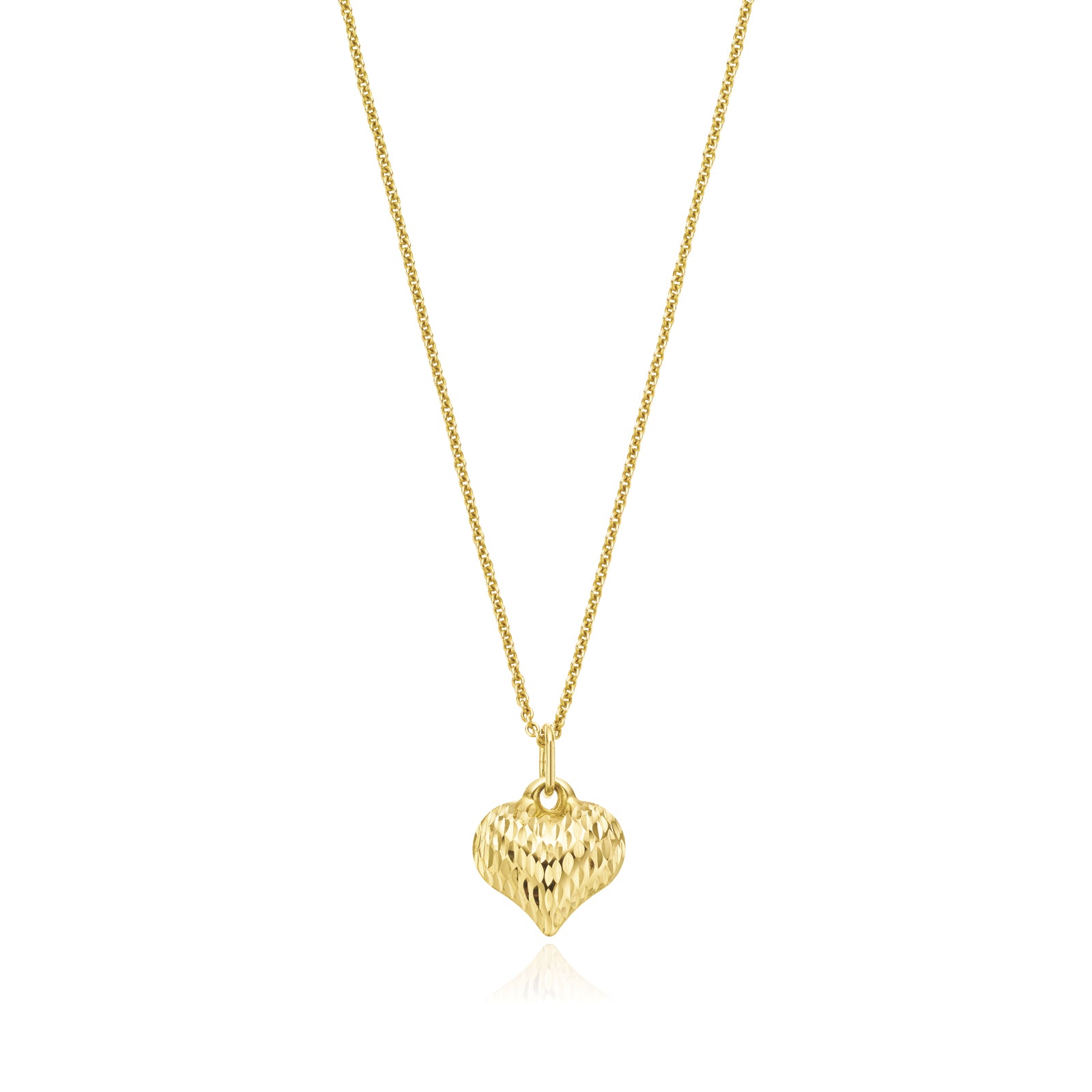 9ct Gold Open Heart Pendant 16 Inch Necklace | Jewellerybox.co.uk