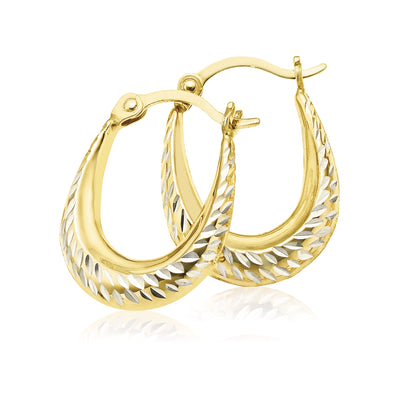 9ct Yellow Gold & Silver-filled Hoop Earrings