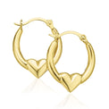 9ct Yellow Gold & Silver-filled Heart Hoop Earrings
