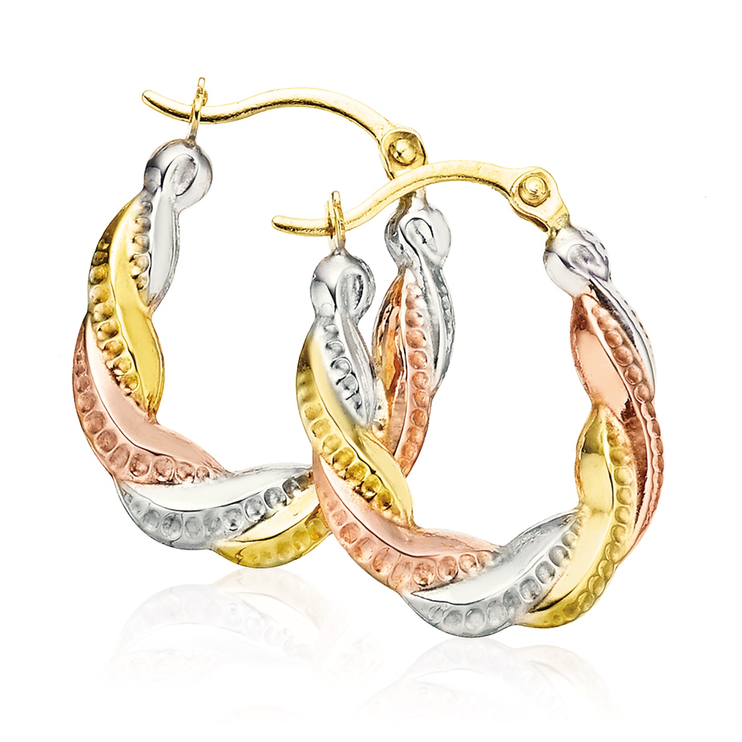 Three Tone Gold Earrings