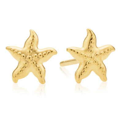 9ct Yellow Gold & Silver-filled Starfish Stud Earrings