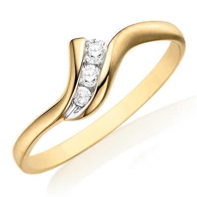 9ct Yellow Gold Round Brilliant Cut with 0.10 CARAT tw of Diamonds Ring