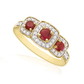 9ct Yellow Gold Round Brilliant Cut Natural Ruby with 0.20 CARAT tw of Diamonds Ring