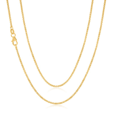 9ct Yellow Gold & Silver-filled 45cm Foxtail Chain
