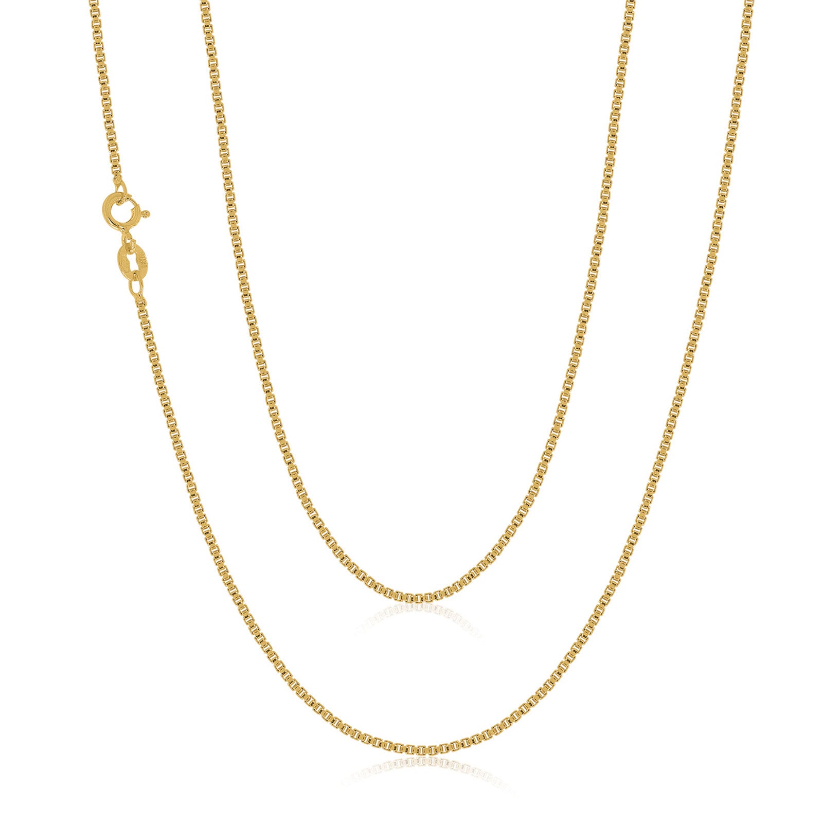 9ct Yellow Gold Silver Filled 50cm Box Chain