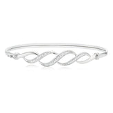 Sterling Silver Round Brilliant Cut with 0.05 CARAT tw of Diamonds Bangle