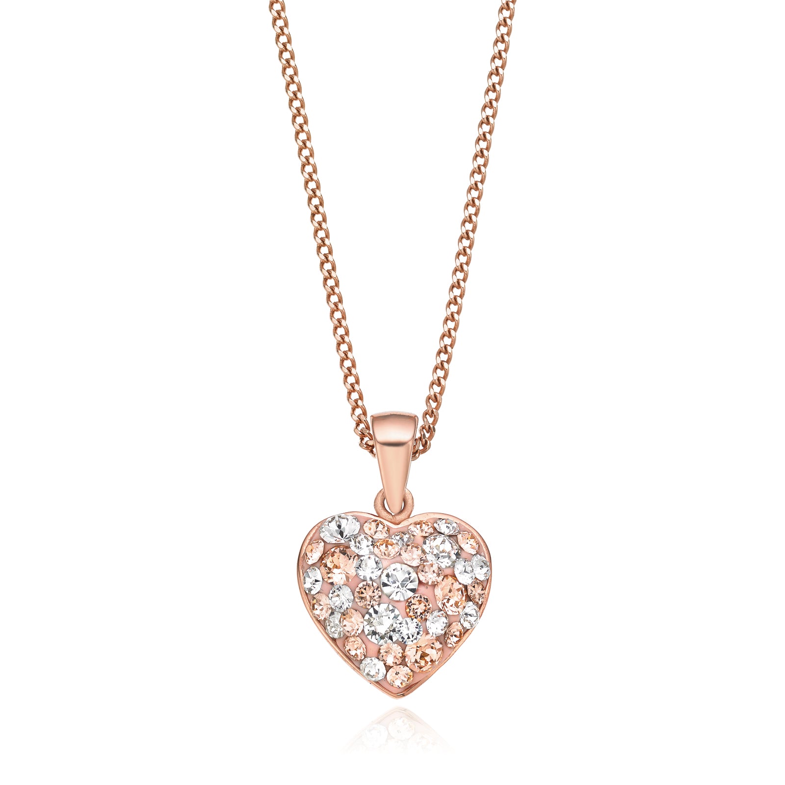 Eclipse Sterling Silver Heart Necklace Made with Austrian Crystals Pendant