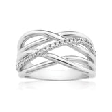 Sterling Silver Round Brilliant Cut with 0.10 CARAT tw of Diamonds Ring
